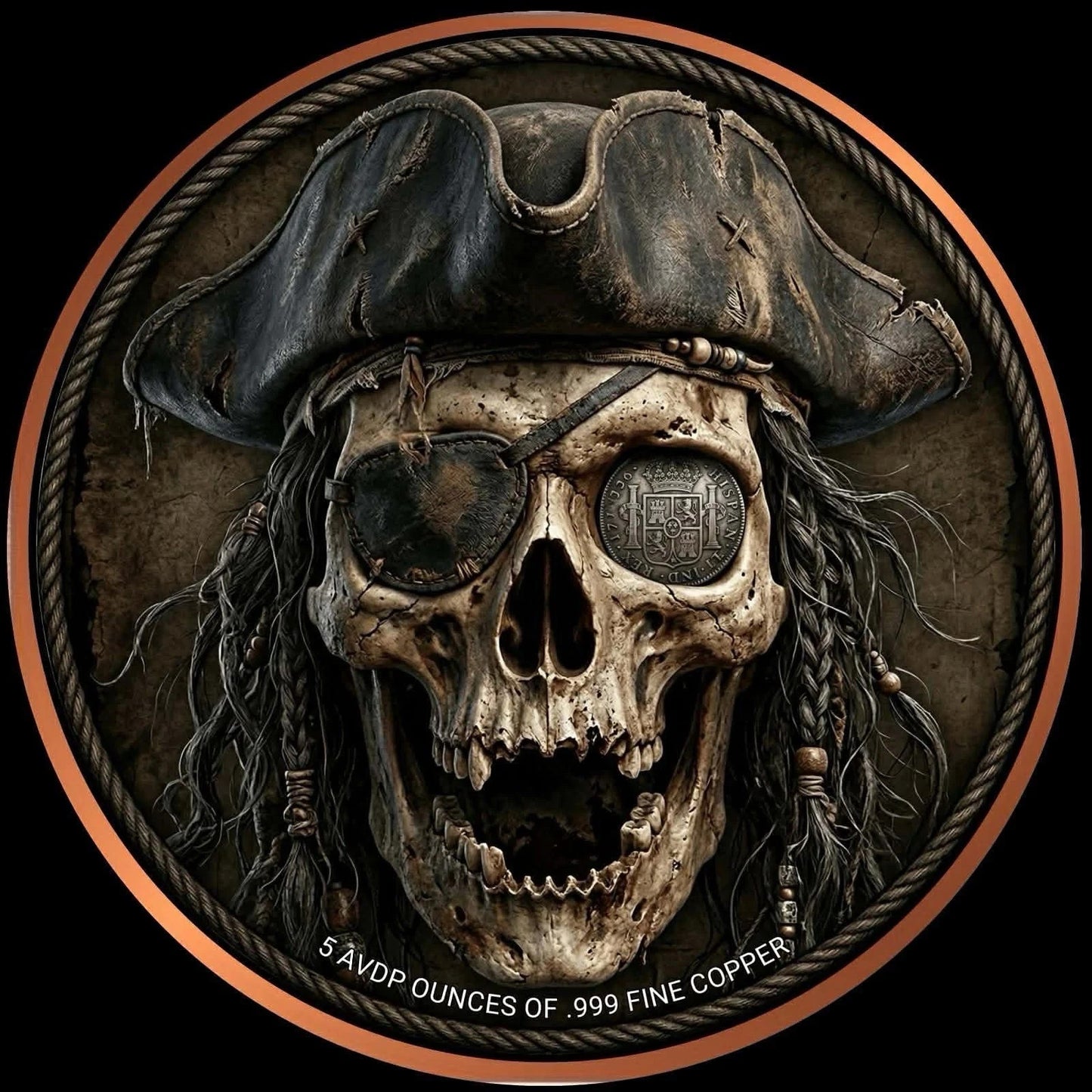 2026 Captain Blackbeard vs Kraken Colorized 5 oz Copper Medal .999