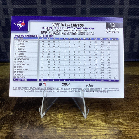 LUIS DE LOS SANTOS 2025 Topps Series 1 Baseball Rookie Rainbow Foil RC #13