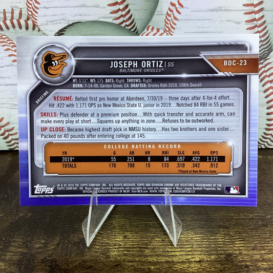 2019 TOPPS FIRST BOWMAN CHROME - JOSEPH ORTIZ - ORIOLES - BCD-23