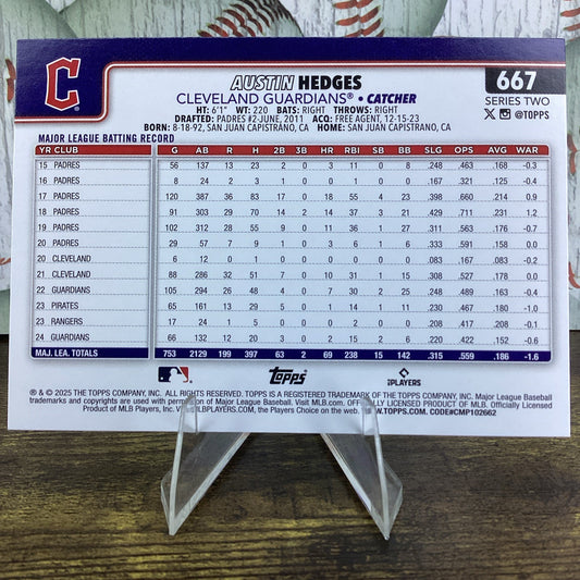 2025 Topps Series 2 Baseball Rainbow Foil Austin Hedges # 667 Clevelan Guardians