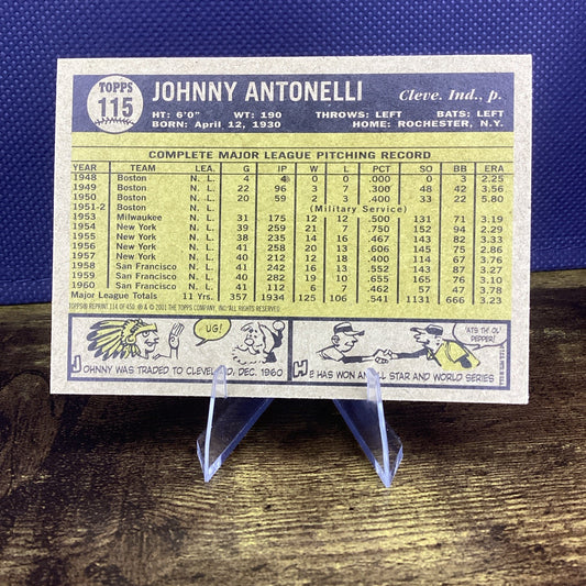 2001 Topps Archives - #114 Johnny Antonelli Clevland Indians
