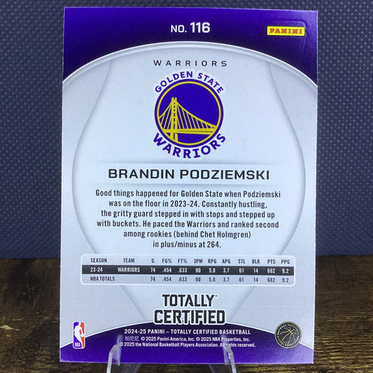 2024-25 Panini Totally Certified - Brandin Podziemski #116 Mirror