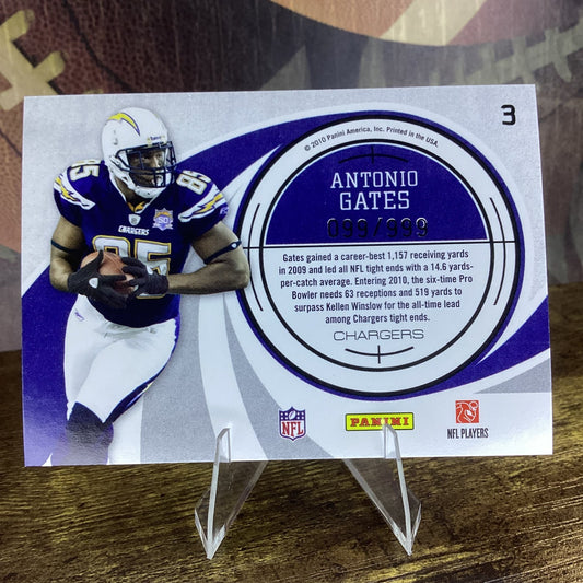 2010 Donruss Elite - Down and Distance Materials Antonio Gates #3 Prime /50