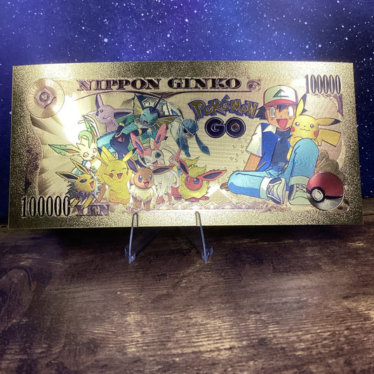 24K Gold-Plated Foil Note Currency Bill Paper Money Novelty POKEMON BULBASAUR