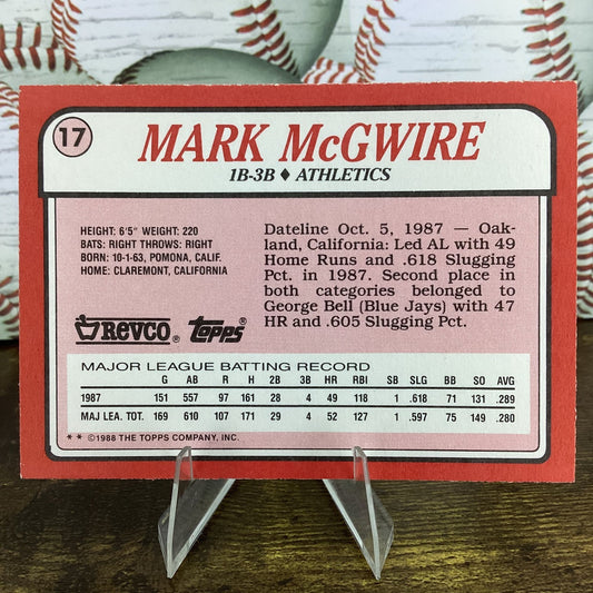 1988 Topps Revco League Leaders - Mark McGwire #17