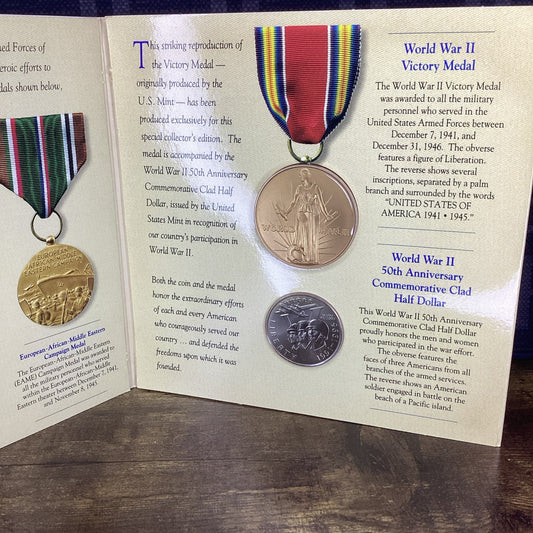 50th Anniversary World War II Uncirculated Clad Half Dollar Coin In Acrylic