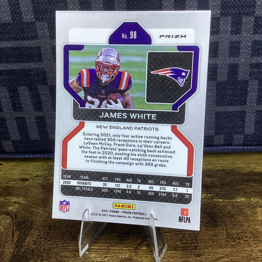 JAMES WHITE 2021 Panini Prizm GREEN PULSAR #98 PATRIOTS