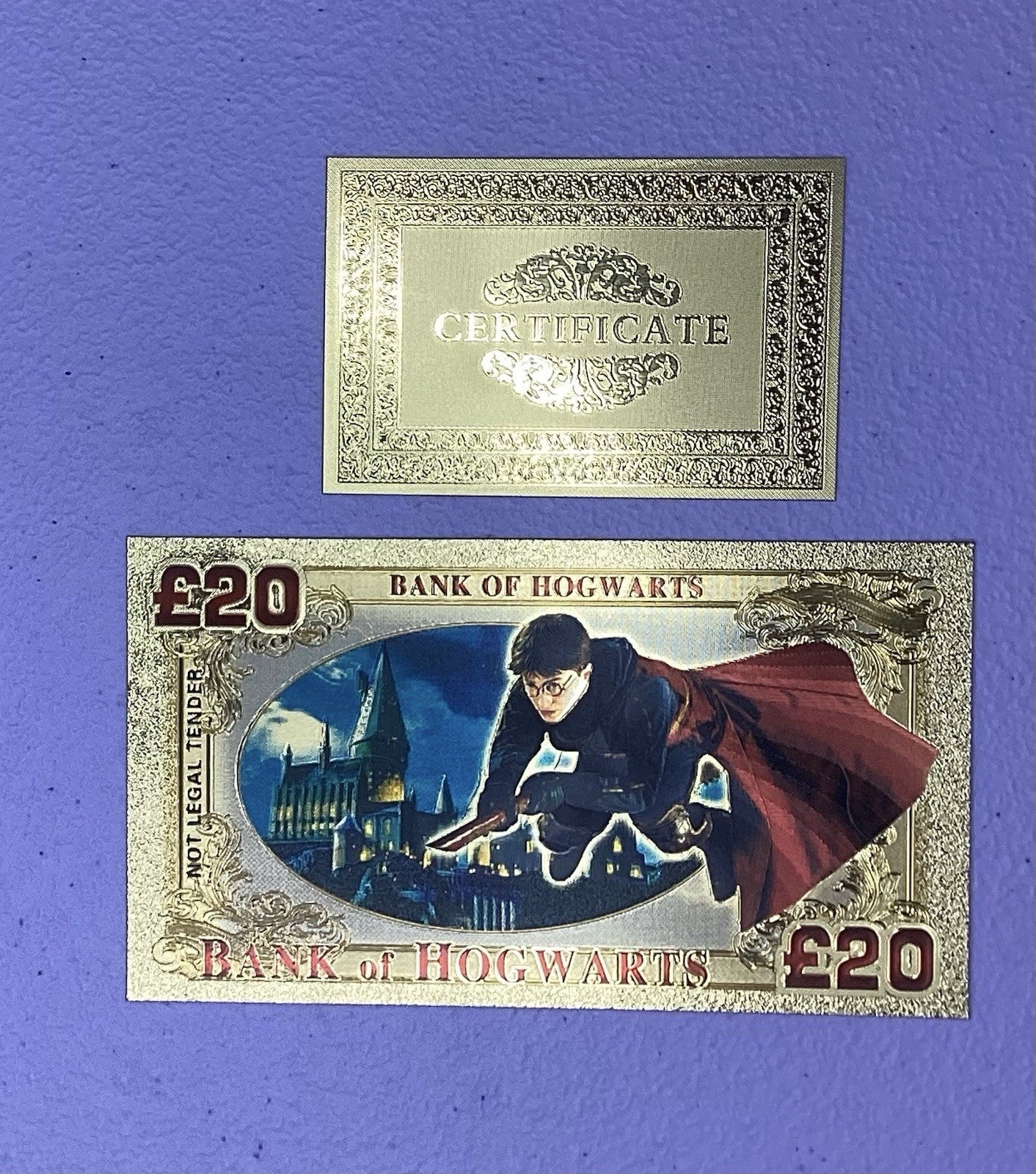 24k Gold Plated Harry Potter Hogwarts Banknote Collectible