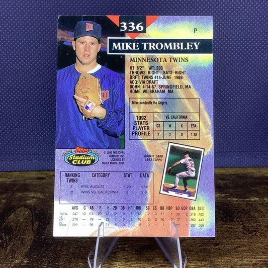 1993 Stadium Club #336 Mike Trombley Minnesota Twins