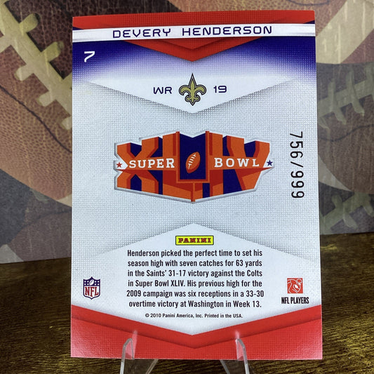 2010 Donruss Elite Super Bowl XLIV #7 Devery Henderson /999 - NM-MT