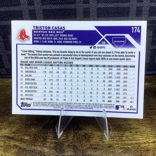 Triston Casas 2023 Topps Chrome Base Rookie Card RC Boston Red Sox #174