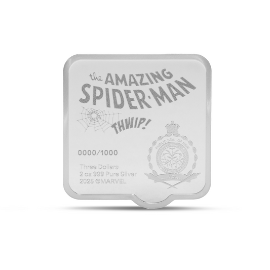 2025 Marvel - Smash - Ultra High Relief - Spider Man THWIP 2oz Silver Coin