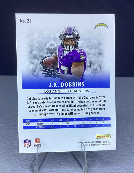 JK DOBBINS 2024 Panini Prestige Xtra Points Premium Red 377/399 #21 RAVENS