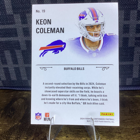 2024 Contenders Keon Coleman Rookie Stallions #19