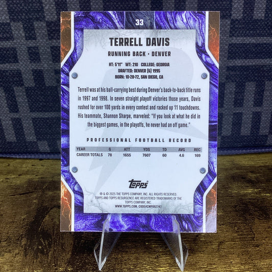 TERRELL DAVIS 2025 Topps Resurgence YELLOW WAVE REFRACTOR ~ Broncos #'d /225
