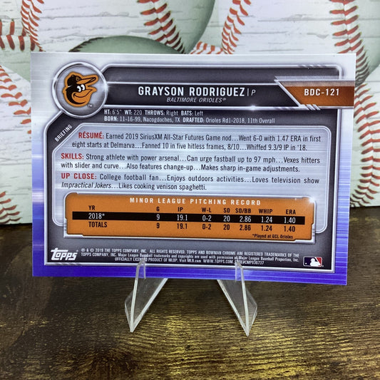 2019 TOPPS BOWMAN CHROME GRAYSON RODRIGUEZ - HOUSTON ORIOLES - BDC-121