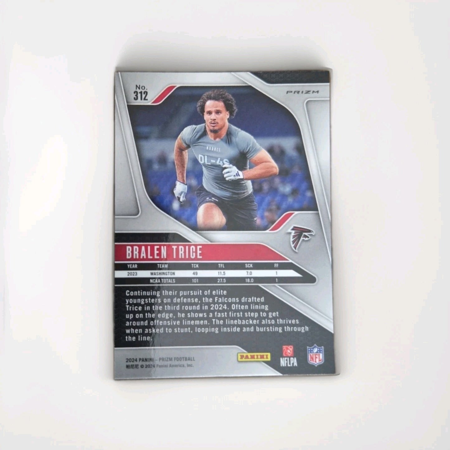 BRALEN TRICE 2024 Panini Prizm Orange Ice RC #312 Falcons Huskies