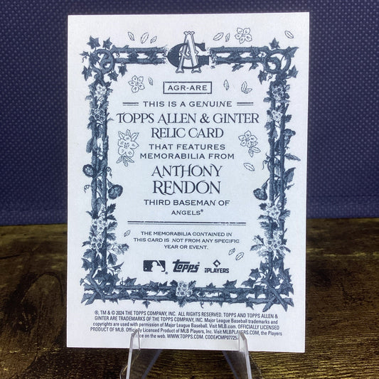 2024 Topps Allen and Ginter Relic #AGR-ARE Anthony Rendon Used Jersey Los Angels
