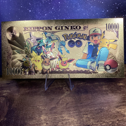 24K Gold-Plated Foil Note Currency Bill Paper Money Novelty POKEMON MEOWTH