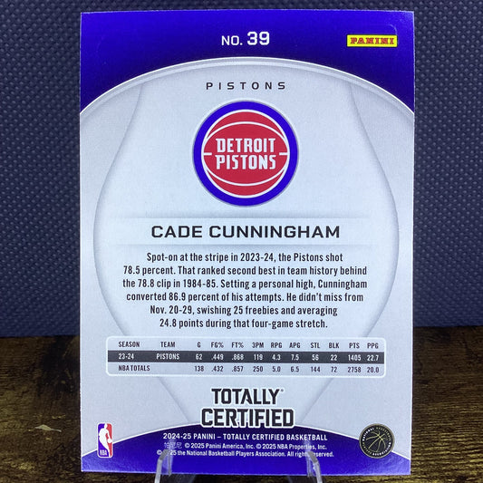 2024-25 Panini Totally Certified - Cade Cunningham #39 Red Mirror