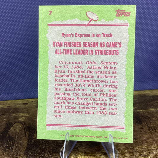 Nolan Ryan 1985 Topps #7 Houston Astros MLB Baseball