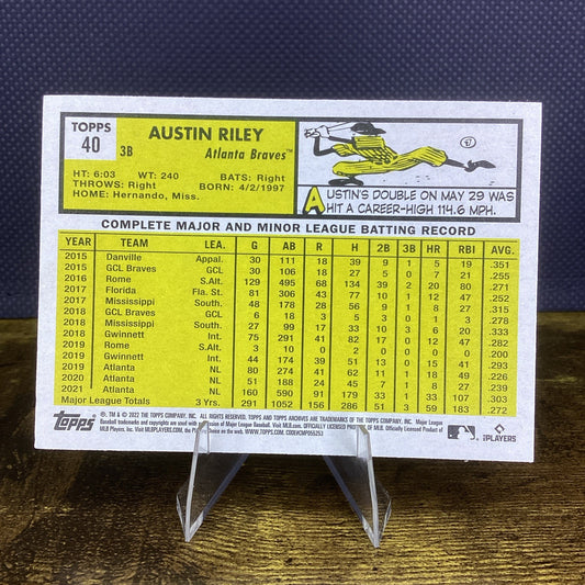 2022 Topps Austin Riley Baseball Cards #40 Atlanta Braves