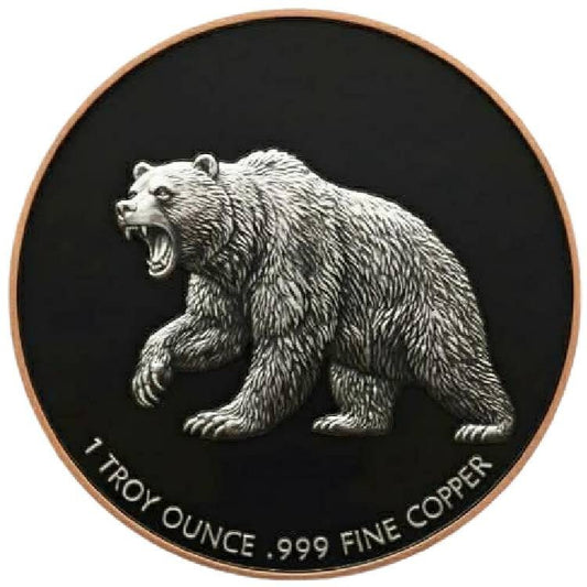 2026 Rogue Island Mint Premium Bull & Bear HR Enameled 1 oz Copper Round