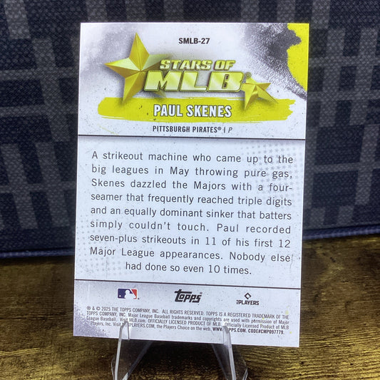 2025 Topps Series 1 Stars Of MLB Paul Skenes Pittsburgh Pirates SMLB-27