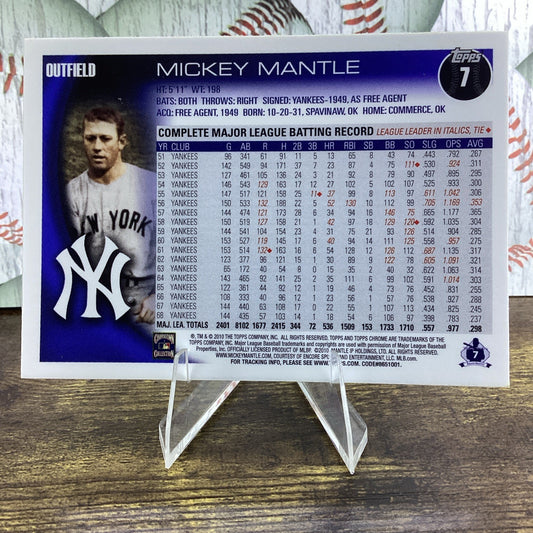 2010 Topps Baseball Mickey Mantle Card #7 New York Yankees Hall Of Famer