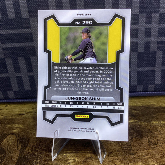 2024 Panini Prizm Red Ice Prizm #290 Jun-Seok Shim, Pittsburgh Pirates Prospect