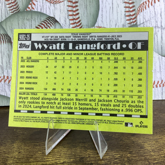 Wyatt Langford 2025 Topps Series 2 1990 (18/90) #90B2-35 Texas Rangers