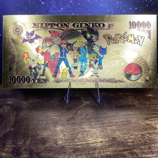 24K Gold-Plated Foil Note Currency Bill Paper Money Novelty POKEMON PIKACHU
