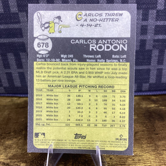 2022 Topps Heritage Purple Refractor Carlos Rodon #678 Giants