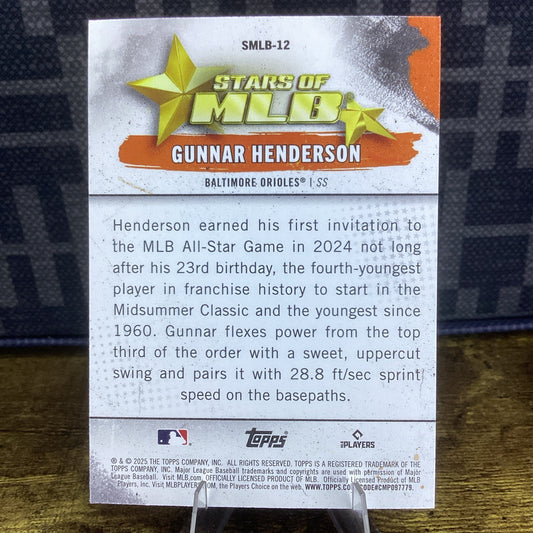 Gunnar Henderson Stars Of MLB Foil 2025 Topps Series 1 SMLB-12 Baltimore Orioles