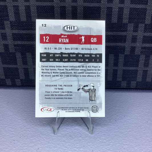 Matt Ryan 2008 SAGE HIT #12 Boston College Eagles