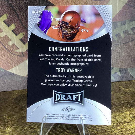2021 Leaf Draft Troy Warner Auto autograph Rookie Card RC BA-TW2