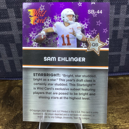 Sam Ehlinger Rookie (RC) - 2021 Wild Card Alumination Purple Starbright SB-44