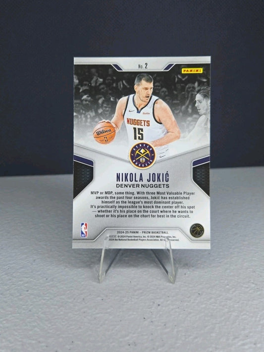 2024-25 Panini Prizm Basketball #2 Nikola Jokic Silver Prizm 'Dominance' Insert