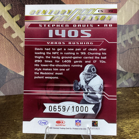 2001 Quantum Leaf Century Season /1000 Stephen Davis #CS-39