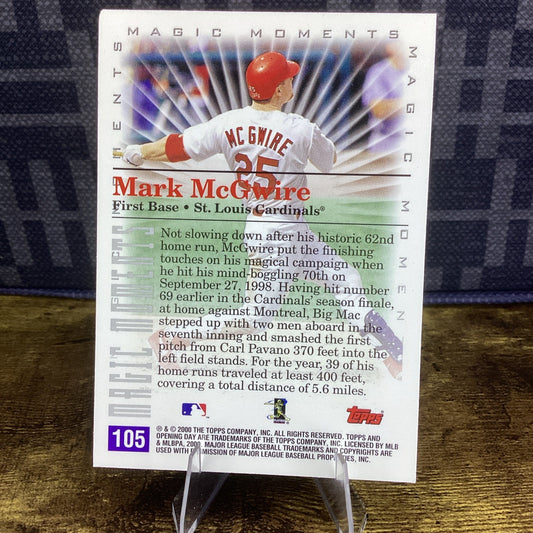 MARK MCGWIRE 2000 Topps MAGIC MOMENTS Insert 70th HOME RUN MLB Cardinals