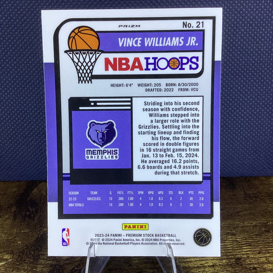 2023-24 Panini Nba Hoops Premium Stock - Vince Williams Jr. #21 Pulsar Prizm