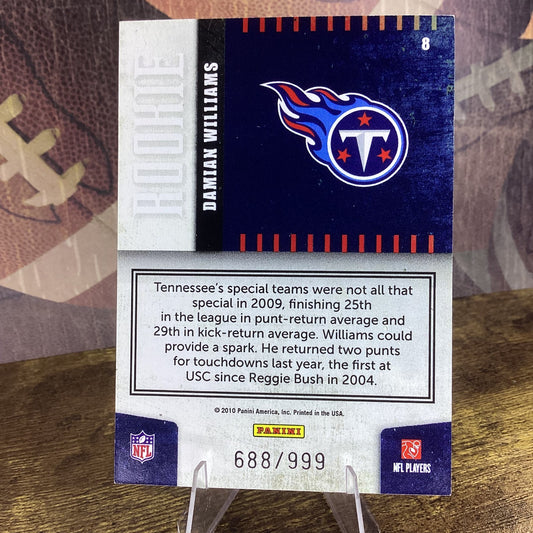 2010 Donruss Elite Team Logo /999 Damian Williams #8 Rookie RC