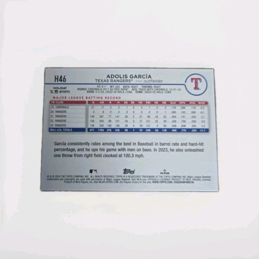 2024 TOPPS HOLIDAY SP H46 ADOLIS GARCIA VARIATION TOP HAT RANGERS
