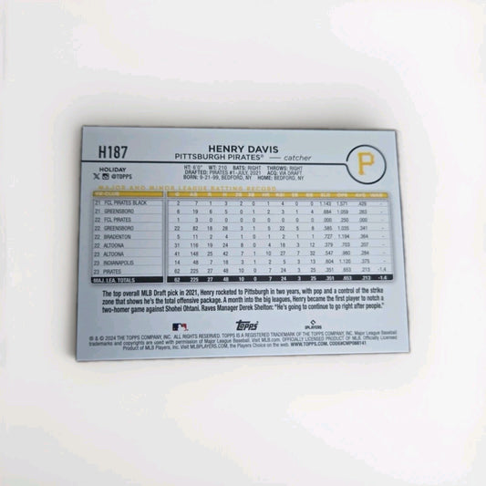 HENRY DAVIS 2024 TOPPS HOLIDAY #H187 SILVER GLITTER ROOKIE RC PIRATES