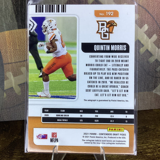 QUINTIN MORRIS 2021 Panini Contenders Draft Picks College Ticket Auto #192 Auto