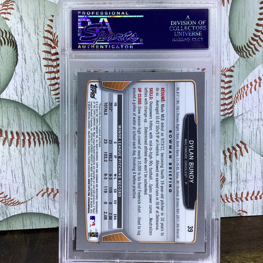 2013 Bowman 39 Dylan Bundy Gold PSA EX-MT 6 Orioles