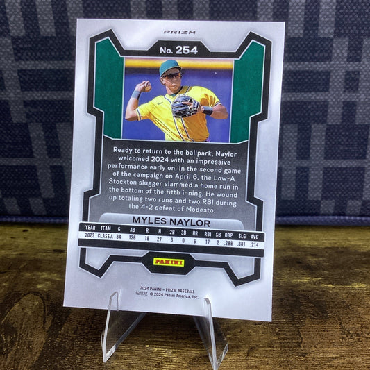 2024 Panini Prizm Red Ice Prizm #254 Myles Naylor Oakland Athletics Prospect