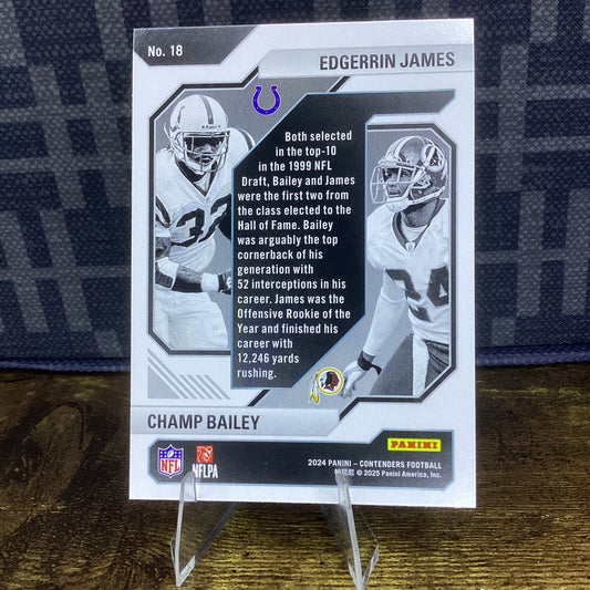 2024 Panini Contenders Champ Bailey/Edgerrin James Draft Class #18 Hall of Fame