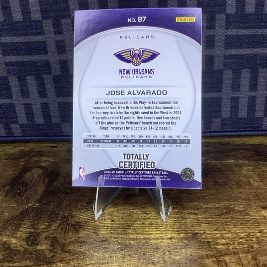 2024-25 Panini Totally Certified Jose Alvarado #87 Mirror Marroon Pelicans