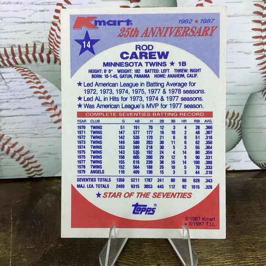 1987 Topps Kmart 25th Anniversary - Rod Carew #14